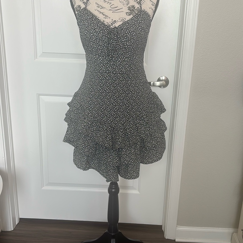Forever 21 Black and White Ruffled Tiered Mini Dress